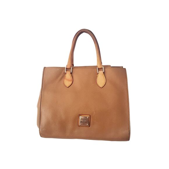 Vintage Dooney & Bourke Pebble Grain Leather Janine Tote Brown - Picture 1 of 9